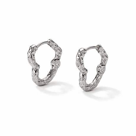 Hjerte Creoler – Stål, Hamret Overflade (19x18,5x3mm) - Uniq Perler - 117505