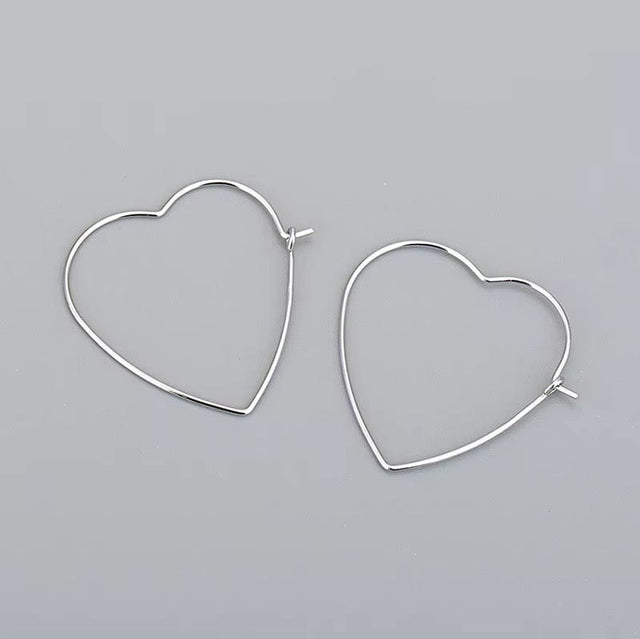 Hjerte Creoler - Sterling Sølv 925 (25x27,8mm) - Uniq Perler - 114863