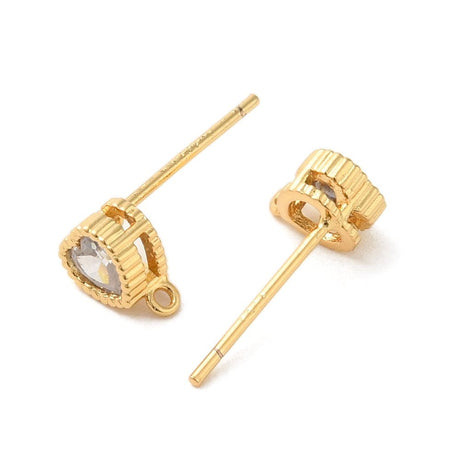 Hjerte formet Ørestikkere Med Klare Zirkonia Sten, 18K Forgyldt, - Uniq Perler - 112762