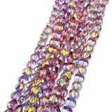 Hjerte Glasperler –Rosa, AB - Belagt, Facetterede (12~13x14~15x8~9mm) - Uniq Perler - 120290