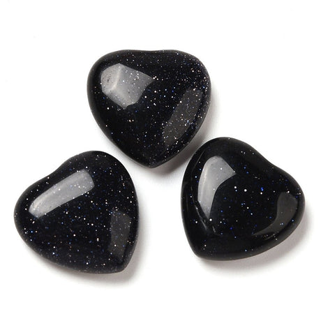 Hjerte Goldstone Cabochons – Blå, Syntetisk (15mm), 2 stk. - Uniq Perler - 117523