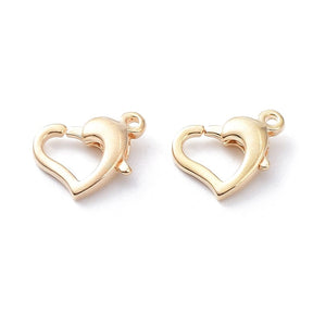 Heart Clasp – 18K Long-Lasting Gold Plated (12x9mm) 4 pcs. - Uniq Perler - 115289