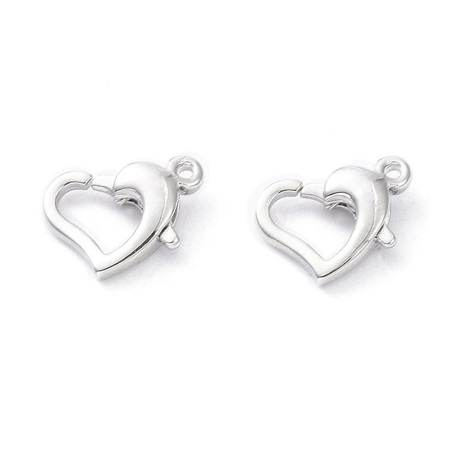 Hjerte Lås – Langtidsholdbar Platin Farvet (12x9mm) 4 stk. - Uniq Perler - 115290