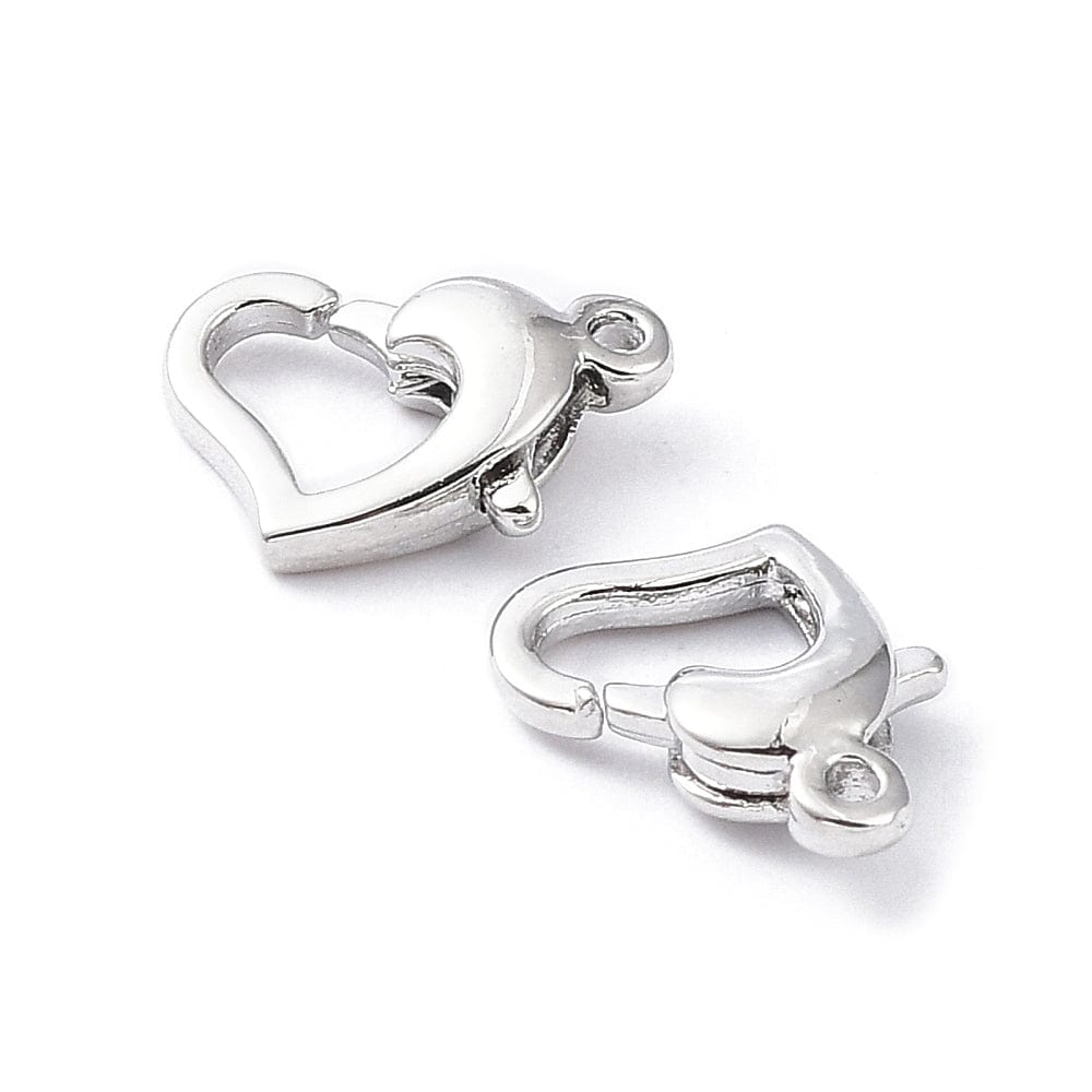 Hjerte Lås – Langtidsholdbar Platin Farvet (12x9mm) 4 stk. - Uniq Perler - 115290