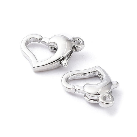 Hjerte Lås – Langtidsholdbar Platin Farvet (12x9mm) 4 stk. - Uniq Perler - 115290