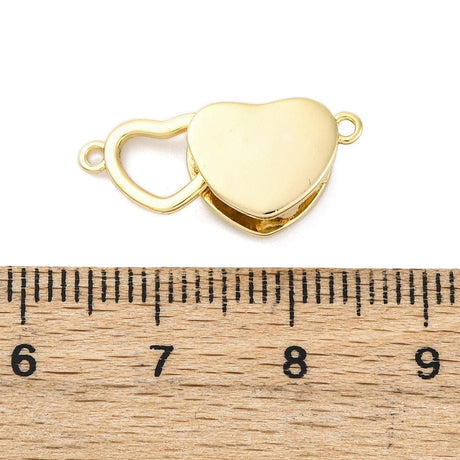 Hjerte Lås Med Zirkonia – 18K Forgyldt Messing (21mm) - Uniq Perler - 114590