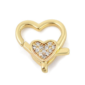 Herz Verschluss mit Zirkonia – 18K langlebig Vergoldet (13x15mm) - Uniq Perler - 114732