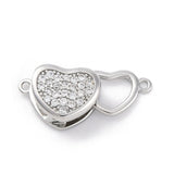 Hjerte Lås Med Zirkonia, 18K Platin Belagt Messing, 21mm - Uniq Perler - 270957