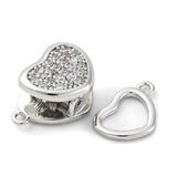 Hjerte Lås Med Zirkonia, 18K Platin Belagt Messing, 21mm - Uniq Perler - 270957