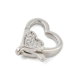 Hjerte Lås Med Zirkonia Sten, Langtidsholdbar Forsølvet, 13x15mm - Uniq Perler - 114731