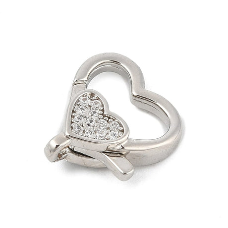 Hjerte Lås Med Zirkonia Sten, Langtidsholdbar Forsølvet, 13x15mm - Uniq Perler - 114731