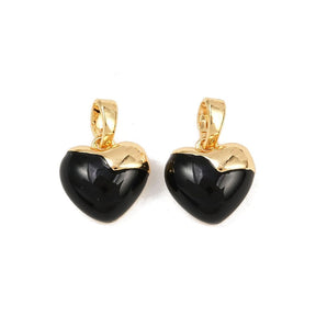 Heart with Black Enamel, Gold-plated Brass (11.5mm) - Uniq Perler - 115696