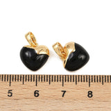 Hjerte m. Sort Emalje, Forgyldt Messing (11,5mm) - Uniq Perler - 115696