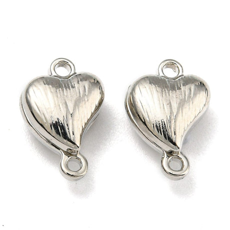 Hjerte Magnet Lås Med Struktur – Langtidsholdbar Platin Belagt (12,5x8,5mm) - Uniq Perler - 114159