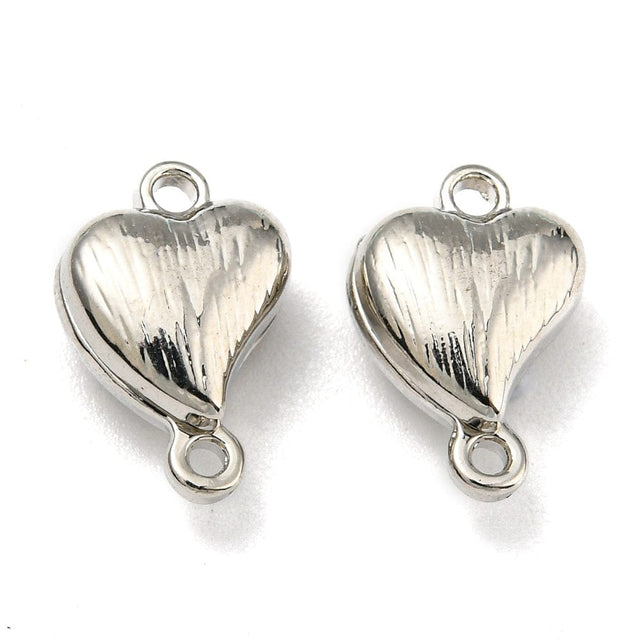Hjerte Magnet Lås Med Struktur – Langtidsholdbar Platin Belagt (12,5x8,5mm) - Uniq Perler - 114159