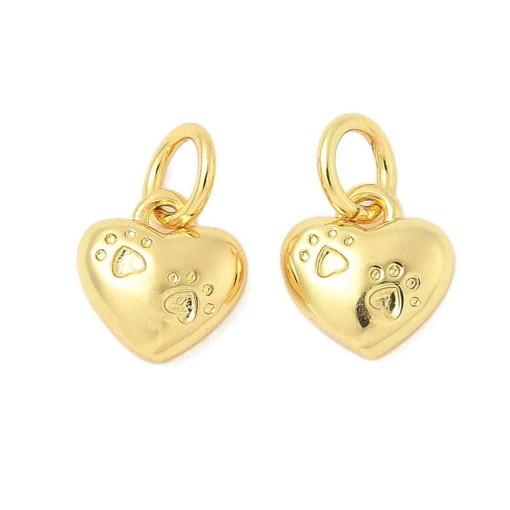Hjerte med hunde poter, 18K forgyldt langtidsholdbar, str. 8x8x3,5 mm - Uniq Perler - 115494
