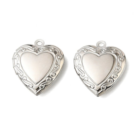 Hjerte Medaljon Vedhæng – Langtidsholdbar Platinbelagt (19x22x5mm) - Uniq Perler - 