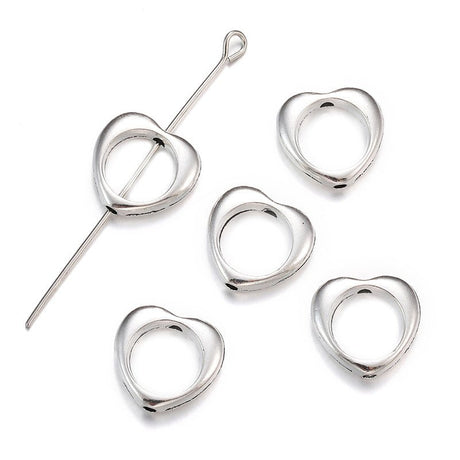 Hjerte Mellemled – Antik Forsølvet (13x12x3mm) 6 Stk - Uniq Perler - 