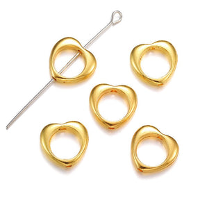 Heart Connector – Gold-plated (13x12x3mm) 6 pcs - Uniq Perler - 