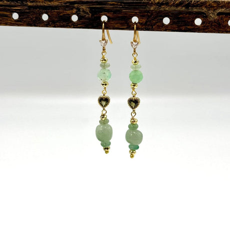 Hjerte Mellemled Med Grøn Zirkonia – Langtidsholdbar Forgyldt (5x9mm) 2 stk - Uniq Perler - 114519