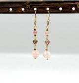 Hjerte Mellemled Med Pink Zirkonia Sten, Langtidsholdbar Forgyldt, 5x9mm, 2 stk. - Uniq Perler - 114520