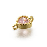 Hjerte Mellemled Med Pink Zirkonia Sten, Langtidsholdbar Forgyldt, 5x9mm, 2 stk. - Uniq Perler - 114520