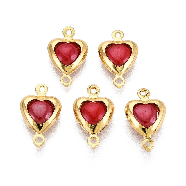Hjerte Mellemled med Porcelæn – Langtidsholdbar forgyldning (13,5x8mm) 2 stk. - Uniq Perler - 