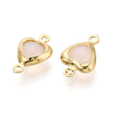 Hjerte Mellomledd med Porselen – Langvarig forgylling (13,5x8mm) 2 stk. - Uniq Perler - 