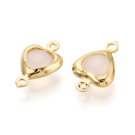 Hjerte Mellemled med Porcelæn – Langtidsholdbar forgyldning (13,5x8mm) 2 stk. - Uniq Perler - 