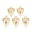Hjerte Mellomledd med Porselen – Langvarig forgylling (13,5x8mm) 2 stk. - Uniq Perler - 