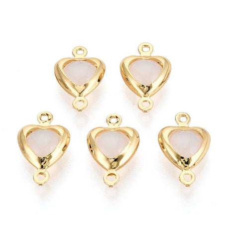 Hjerte Mellemled med Porcelæn – Langtidsholdbar forgyldning (13,5x8mm) 2 stk. - Uniq Perler - 