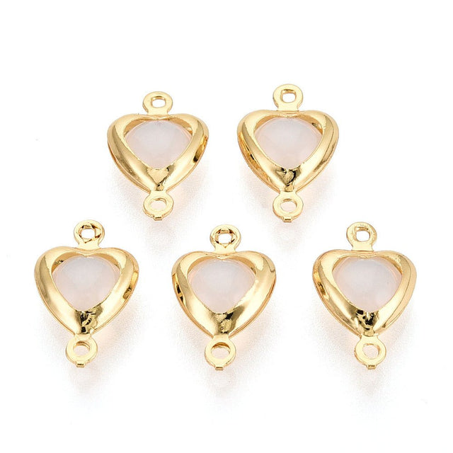 Hjerte Mellomledd med Porselen – Langvarig forgylling (13,5x8mm) 2 stk. - Uniq Perler - 