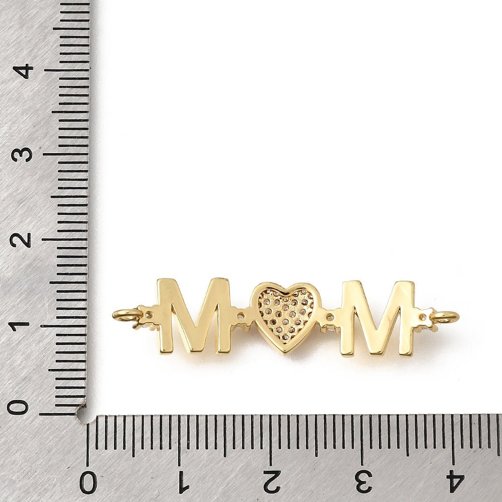 Hjerte Mellemled Med Zirkonia – Mor, 18K Langtidsholdbar Forgyldt Messing - Uniq Perler - 122659