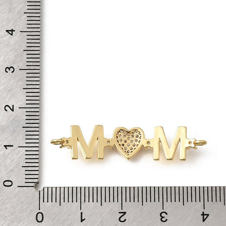 Hjerte Mellemled Med Zirkonia – Mor, 18K Langtidsholdbar Forgyldt Messing - Uniq Perler - 122659