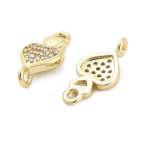 Hjerte Mellemled med Zirkonia sten, Langtidsholdbar Forgyldt (15.5x7.5x3.5mm) - Uniq Perler - 