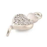 Hjerte Mellemled med Zirkonia sten, Langtidsholdbar Platinfarve (15.5x7.5x3.5mm) - Uniq Perler - 