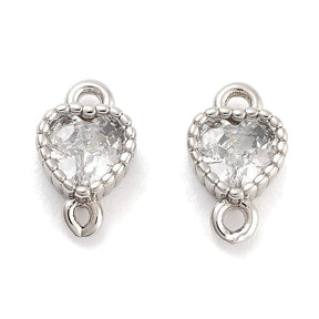 Heart Connector with Zirconia Stones, (size 8x5x2.5 mm) - Uniq Perler - 113184