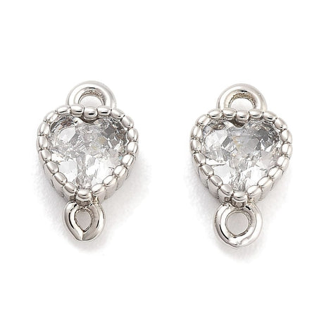 Hjerte Mellemled Med Zirkonia Sten,(str. 8x5x2,5 mm) - Uniq Perler - 113184