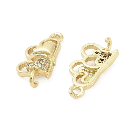 Hjerte mellemled, Zirkonia sten, Langtidsholdbar Forgyldt (18x8x3.5mm) - Uniq Perler - 