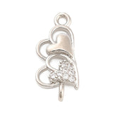 Hjerte mellemled, Zirkonia sten, Langtidsholdbar Platinfarve (18x8x3.5mm) - Uniq Perler - 