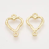 Hjerte Mellemled/Links Med Hamret Overflade - Forgyldt (17x12mm) 6 Stk - Uniq Perler - 116170
