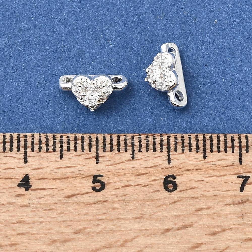 Hjerte Multi Link Med Zirkonia – Langtidsholdbar 18K Forgyldt Messing (6x10x6mm) 2 stk. - Uniq Perler - 122066