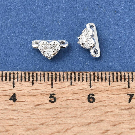 Hjerte Multi Link Med Zirkonia – Langtidsholdbar 18K Forgyldt Messing (6x10x6mm) 2 stk. - Uniq Perler - 122066