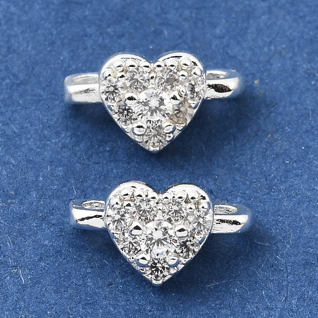 Hjerte Multi Link Med Zirkonia – Langtidsholdbar 18K Forgyldt Messing (6x10x6mm) 2 stk. - Uniq Perler - 122066