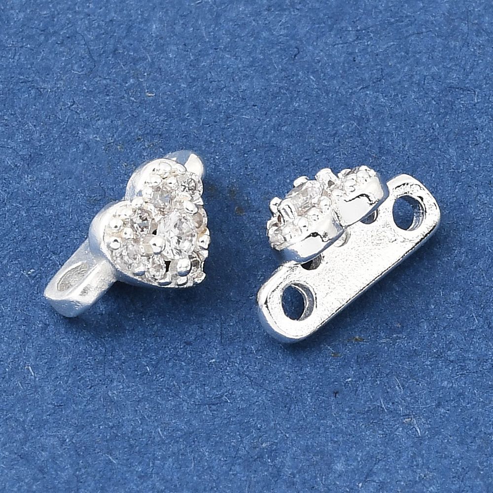 Hjerte Multi Link Med Zirkonia – Langtidsholdbar 18K Forgyldt Messing (6x10x6mm) 2 stk. - Uniq Perler - 122066