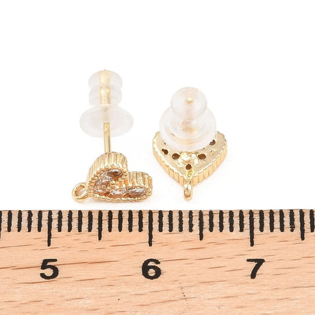 Hjerte Ørestikker Med Øje – 18K Forgyldt Messing Med Zirkonia Sten (7,5x7,5mm) - Uniq Perler - 117478