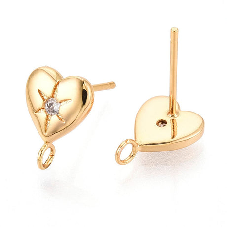 Hjerte Ørestikkere – 18K Langtidsholdbar Forgyldt (10,8x7,8mm) - Uniq Perler - 115514