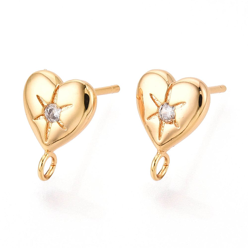 Hjerte Ørestikkere – 18K Langtidsholdbar Forgyldt (10,8x7,8mm) - Uniq Perler - 115514