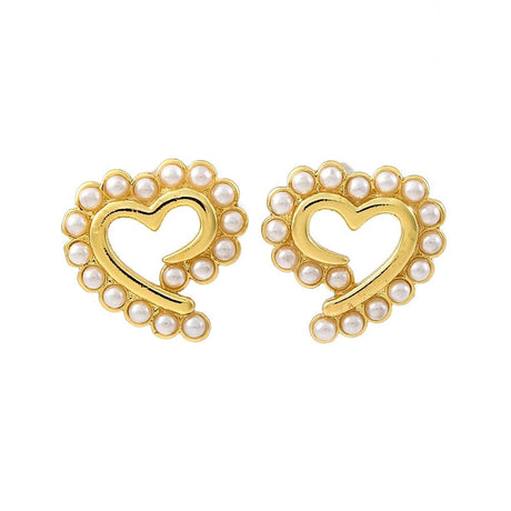 Hjerte Ørestikkere, Langtidsholdbar forgyldt,(12mm) - Uniq Perler - 114669