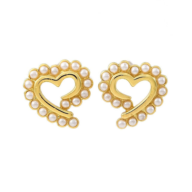 Hjerte Ørestikkere, Langtidsholdbar forgyldt,(12mm) - Uniq Perler - 114669